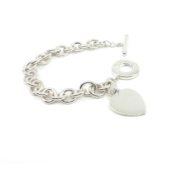 Tiffany & Co Sterling Silver Return to Tiffany Toggle Engravable Heart Bracelet - Picture 11 of 15